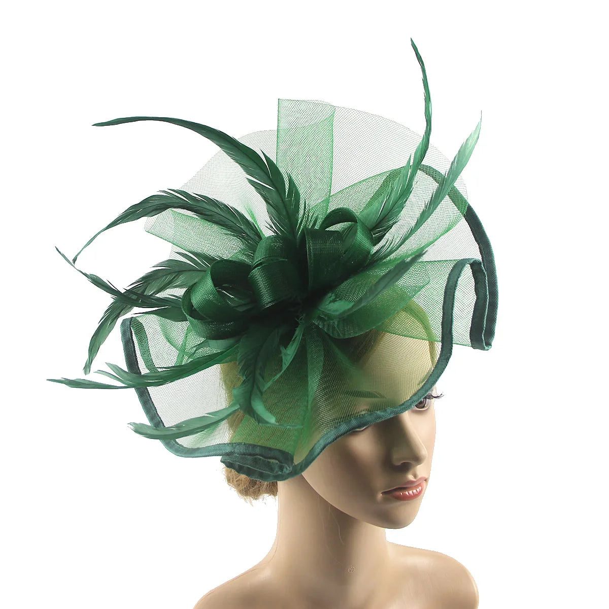 Lady's Flower Fascinator Headband – Elegant Pillbox Hat with Veil & Feather for Cocktail, Tea Party & Special Events