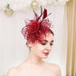 Feather & Mesh Flower Fascinator – Elegant Headpiece with Faux Pearls for Weddings & Special Events