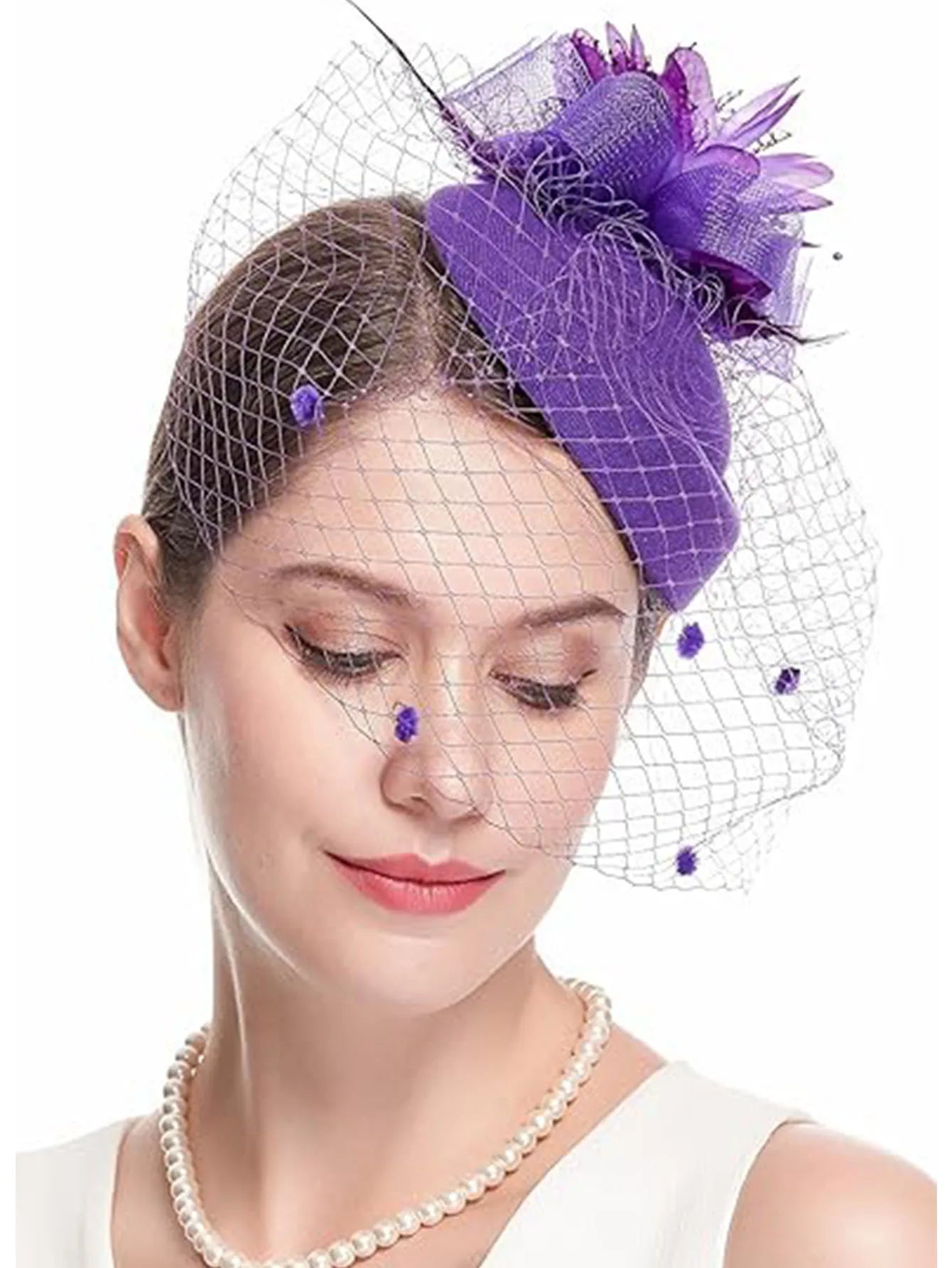 Elegant Hair Drop Fascinator Hat – Women's Party & Bridal Headpiece, Wedding Show & Race Day Millinery with Fancy Flower