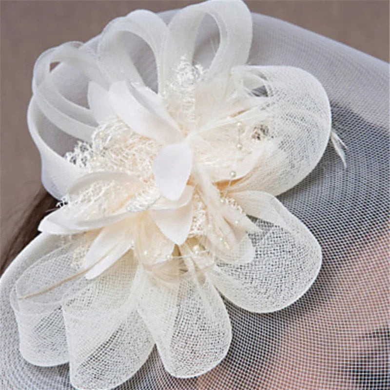 Feather & Mesh Fascinator Hairpin – Elegant Hair Accessory for Weddings, Parties & Special Events