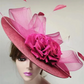 Elegant Big Flower Fascinator Hat – Women's Kentucky Derby, Church, & Millinery Headpiece with Feathers & Pillbox Design