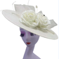 Elegant Big Flower Fascinator Hat – Women's Kentucky Derby, Church, & Millinery Headpiece with Feathers & Pillbox Design