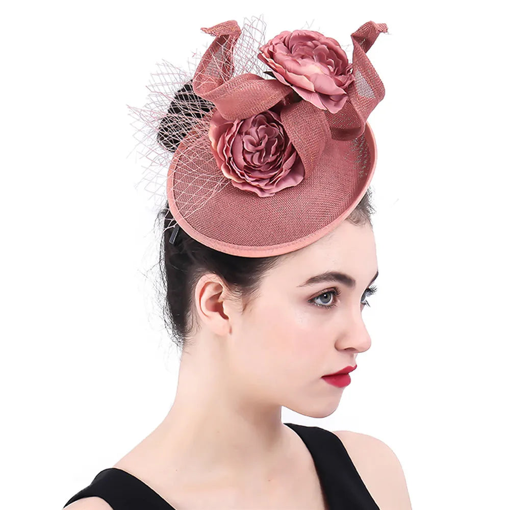 Hot Pink Fashion Fascinator Hat – Flower Mesh & Fancy Feather Headpiece for Church, Cocktail Parties & Races