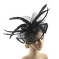 Lady's Flower Fascinator Headband – Elegant Pillbox Hat with Veil & Feather for Cocktail, Tea Party & Special Events