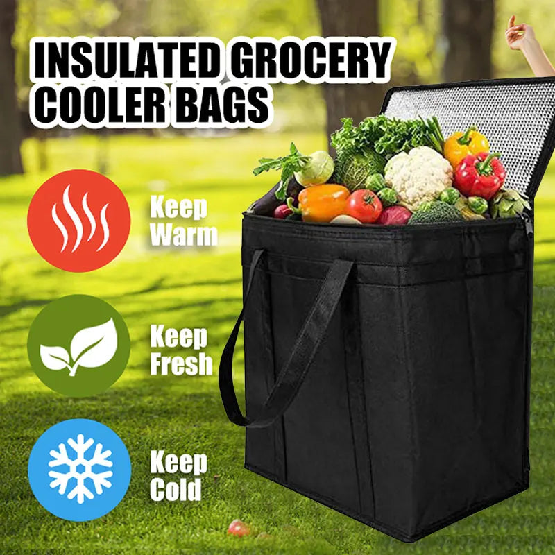 Cooler Bag Portable Zipper Thermal Lunch Bag, Insulated Freezer Bag Camping Picnic Bag Camping Tin Foil For Food Large Capacity Bag