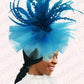 Women's Elegant Mesh Fascinator – Big Derby Hat with Veil & Feathers for Kentucky, Weddings & Party Headpiece