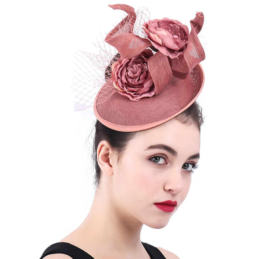 Hot Pink Fashion Fascinator Hat – Flower Mesh & Fancy Feather Headpiece for Church, Cocktail Parties & Races