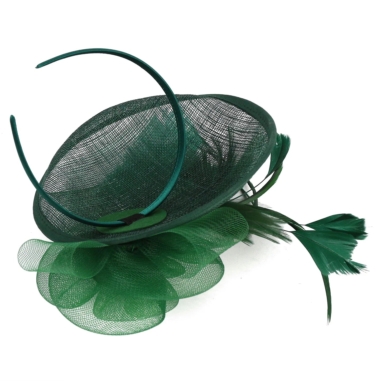 Women's Ascot Fascinator Hat – Reversible Feather & Mesh Headband with Clip for Kentucky Derby, Tea Parties & Photography