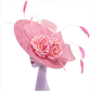 Elegant Big Flower Fascinator Hat – Women's Kentucky Derby, Church, & Millinery Headpiece with Feathers & Pillbox Design