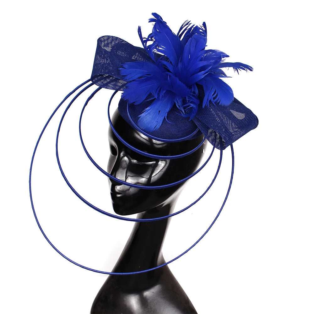 Fashion Sinamay Fascinator – Fancy Floral Wedding Hat with Feathers, Elegant Hair Clip for Ladies, Church & Special Events