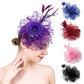 Feather & Mesh Flower Fascinator – Elegant Headpiece with Faux Pearls for Weddings & Special Events