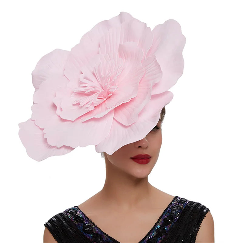 Women's Large Flower Bow Fascinator – Elegant Headdress & Hair Band for Bridal, Prom, & Photo Shoot Accessories