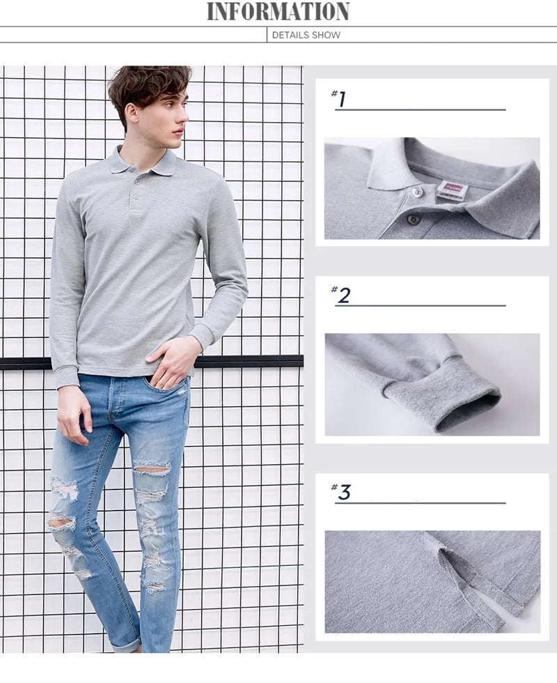 Classic Polo Shirt Men Long Sleeve Casual Cotton Luxury Tops Homme Breathable Camisa Polo Jerseys Sweatshirt