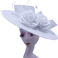 Elegant Big Flower Fascinator Hat – Women's Kentucky Derby, Church, & Millinery Headpiece with Feathers & Pillbox Design