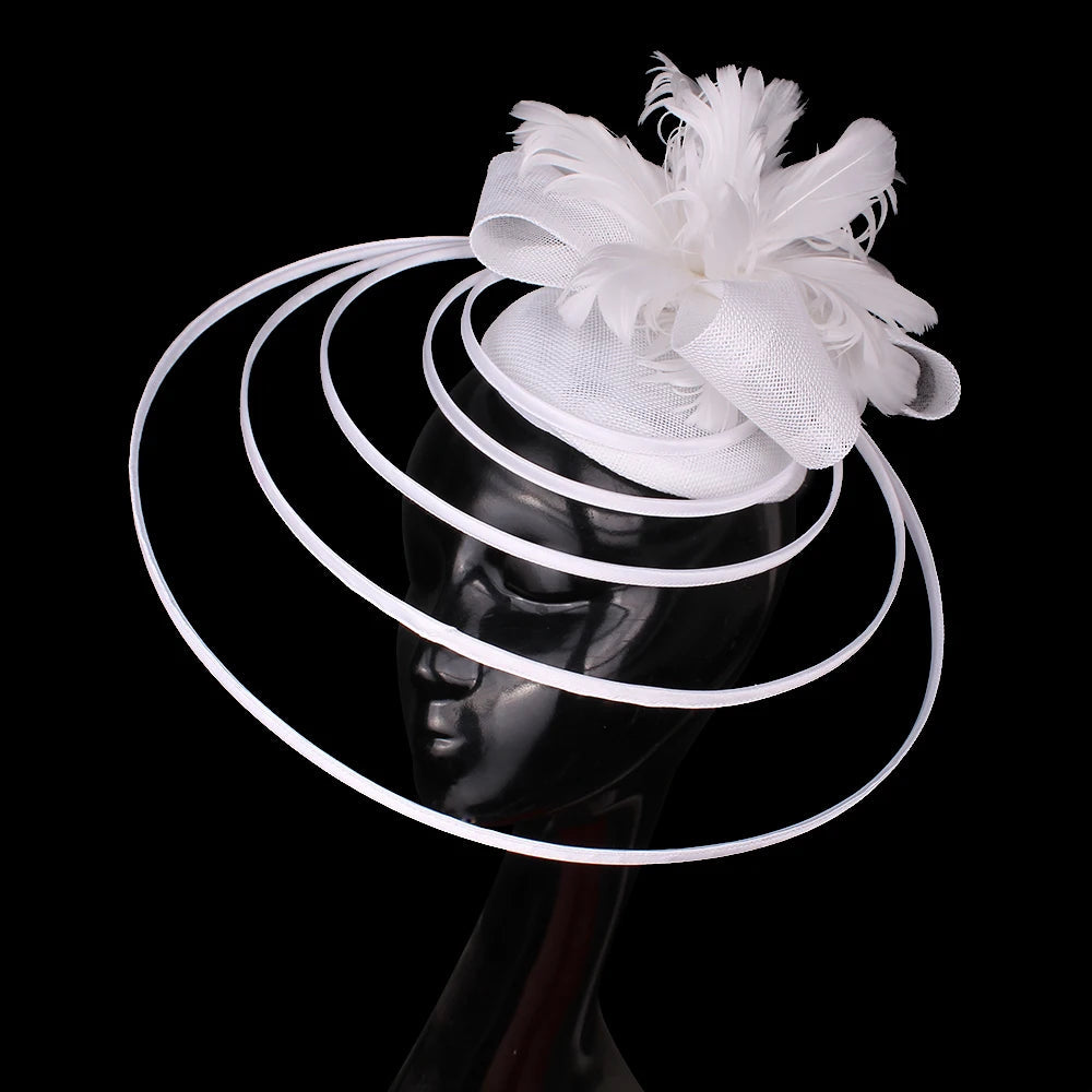 Fashion Sinamay Fascinator – Fancy Floral Wedding Hat with Feathers, Elegant Hair Clip for Ladies, Church & Special Events