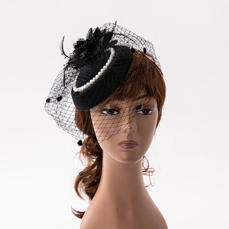 Feather Fascinator Headband – Elegant Veil Headpiece for Women, Perfect for Tea Parties & Special Events