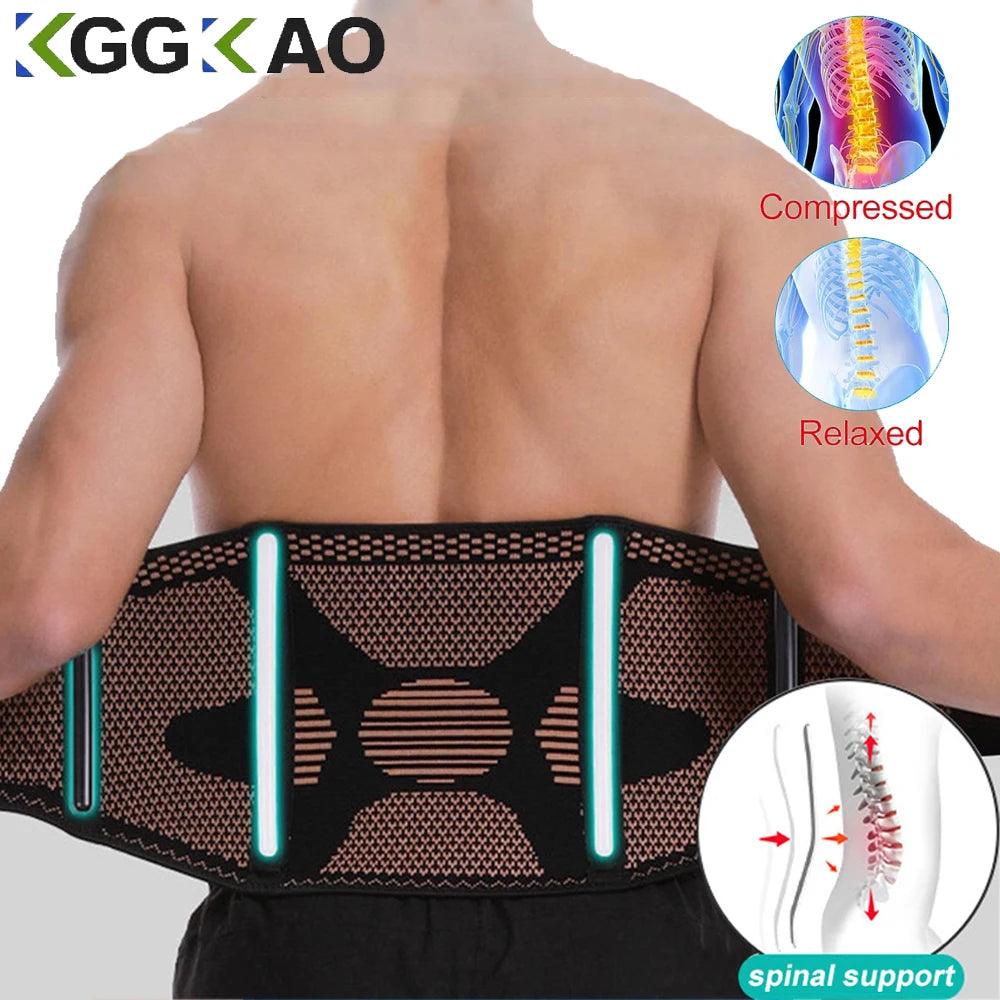 Copper Back Brace for Lower Back Pain Relief,Back Support Belt Men/Women With Adjustable Black Lumbar Support Belt for Sciatica