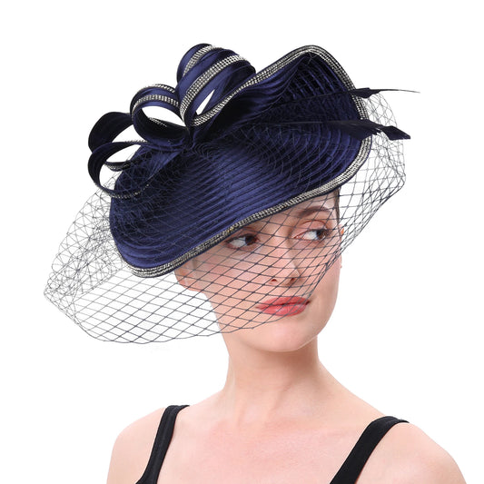 Fascinator Hat – Luxury Satin Church Hat for Ascot Races, Derby, Themed Parties & Bridal Headband