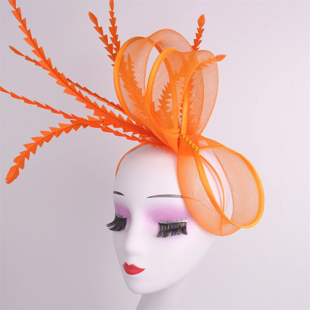 Women's Elegant Bow Fascinator – Feather Pillbox Hat with Veil for Weddings, Parties, Derby & Bridal Headwear