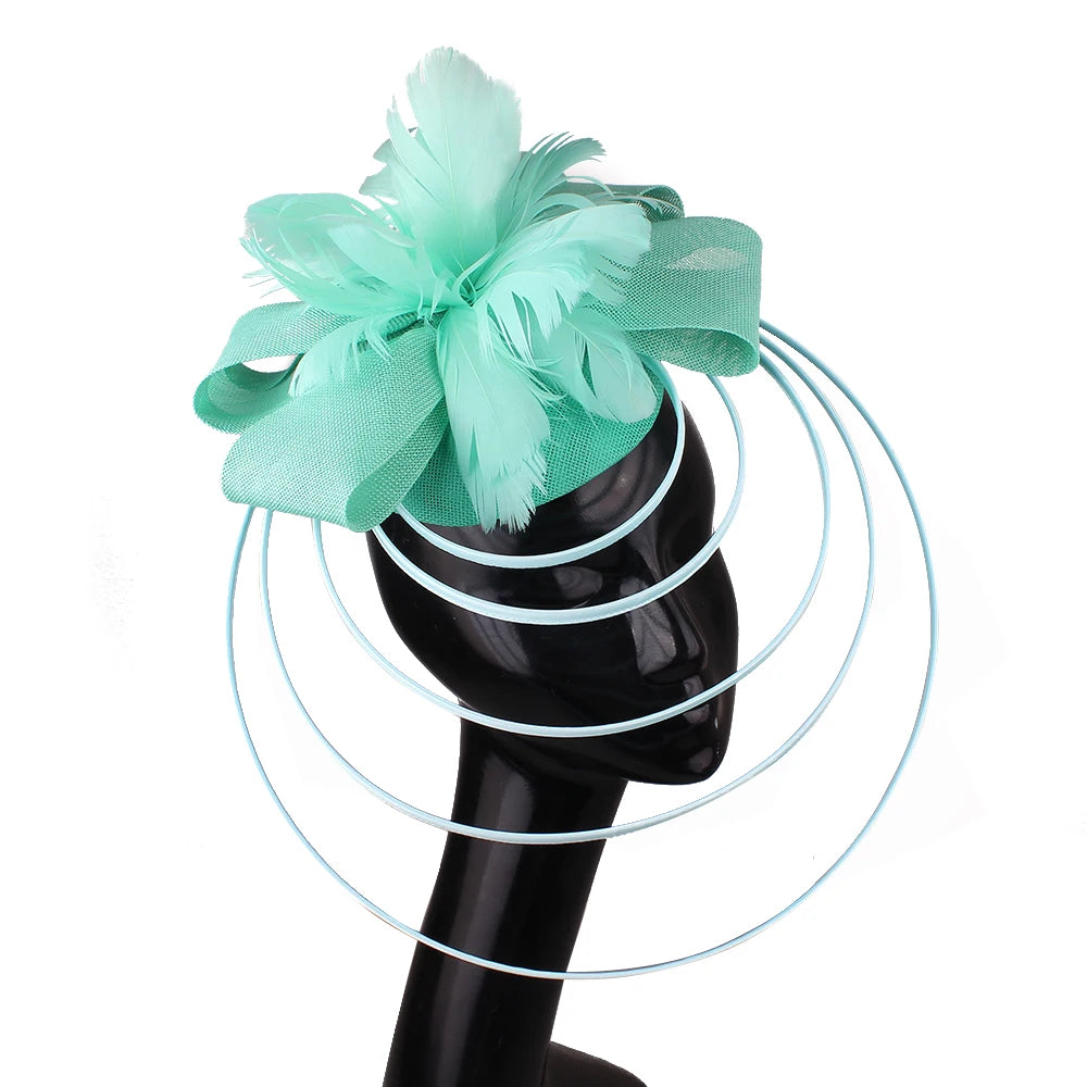 Fashion Sinamay Fascinator – Fancy Floral Wedding Hat with Feathers, Elegant Hair Clip for Ladies, Church & Special Events