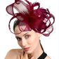 Bride Wedding Fascinator Hat – Elegant Curly Feather Bow Pillbox for Women, Church, Kentucky Derby & Banquet Headpiece