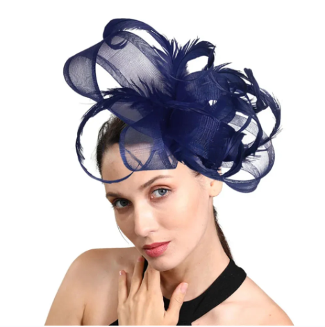 Bride Wedding Fascinator Hat – Elegant Curly Feather Bow Pillbox for Women, Church, Kentucky Derby & Banquet Headpiece