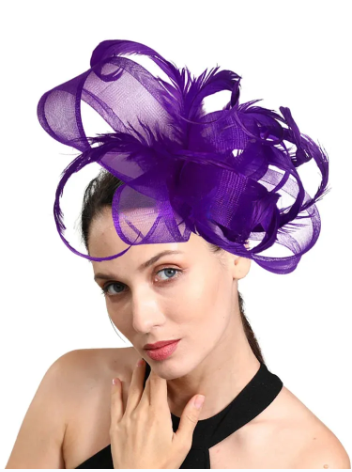 Bride Wedding Fascinator Hat – Elegant Curly Feather Bow Pillbox for Women, Church, Kentucky Derby & Banquet Headpiece