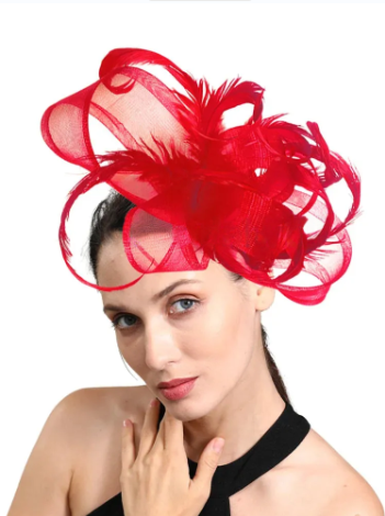 Bride Wedding Fascinator Hat – Elegant Curly Feather Bow Pillbox for Women, Church, Kentucky Derby & Banquet Headpiece