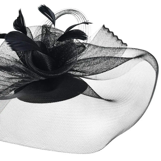 Handmade Lace & Feather Fascinator – Elegant Bow Hair Clip for Weddings & Special Events