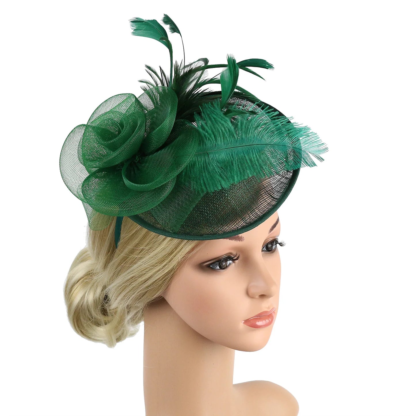 Women's Ascot Fascinator Hat – Reversible Feather & Mesh Headband with Clip for Kentucky Derby, Tea Parties & Photography