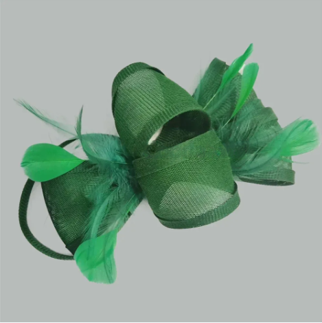 Green Feather Fascinator Hair Clip – Elegant Women's Wedding & Formal Hat, Party Tea Headband & Hair Accessory