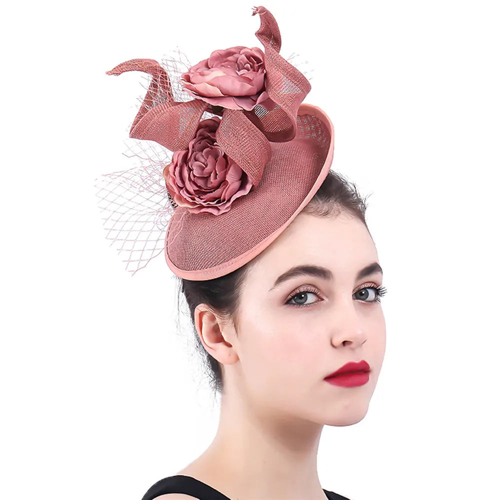 Hot Pink Fashion Fascinator Hat – Flower Mesh & Fancy Feather Headpiece for Church, Cocktail Parties & Races