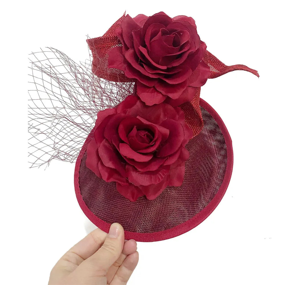 Hot Pink Fashion Fascinator Hat – Flower Mesh & Fancy Feather Headpiece for Church, Cocktail Parties & Races