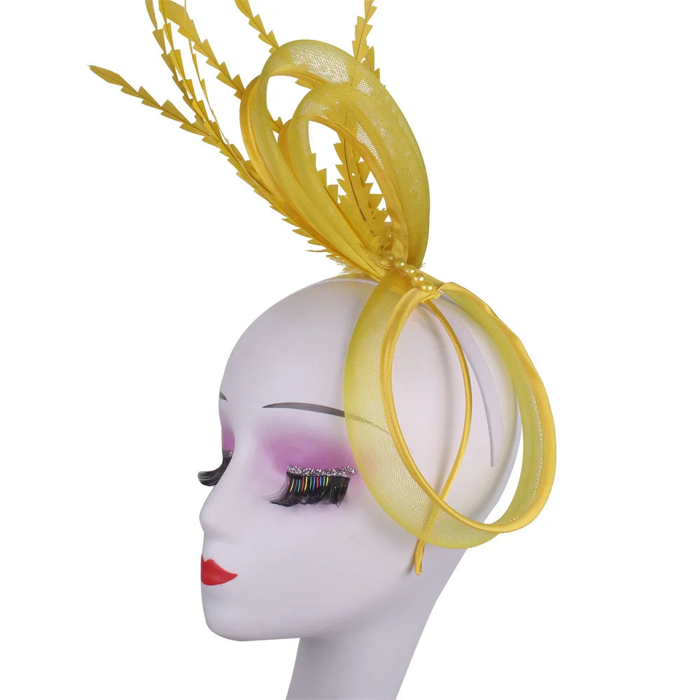 Women's Elegant Bow Fascinator – Feather Pillbox Hat with Veil for Weddings, Parties, Derby & Bridal Headwear