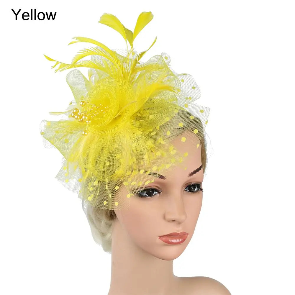 Stylish Fascinator Hat – Mesh Flower & Feather Headband for Tea & Cocktail Parties