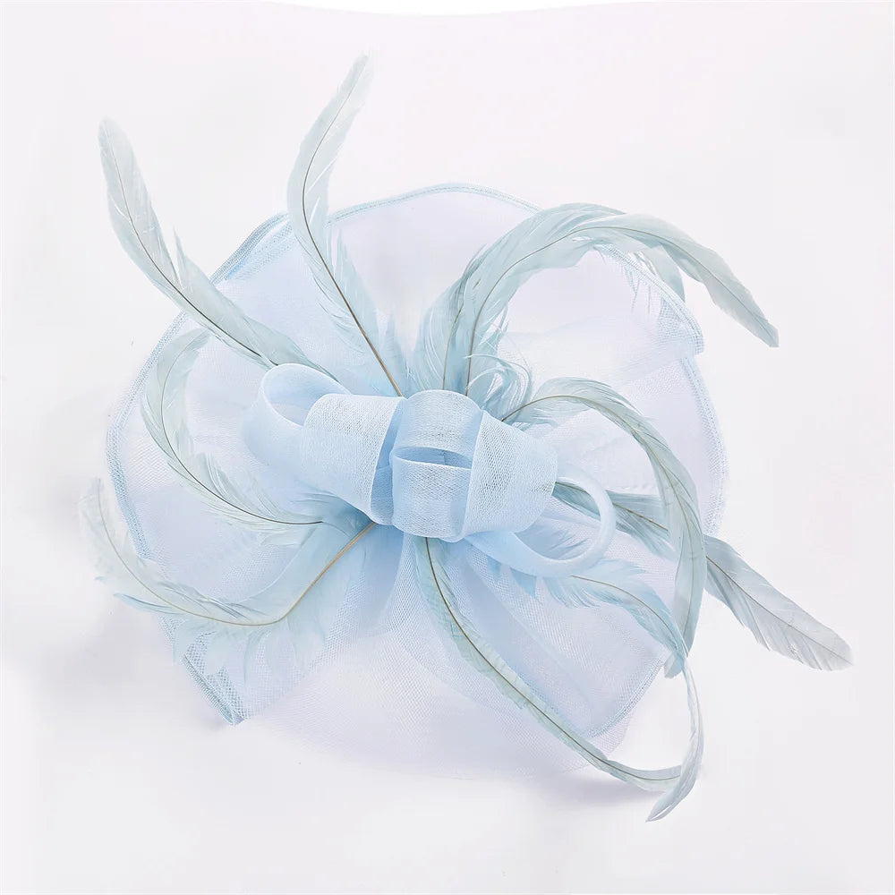 Lady's Flower Fascinator Headband – Elegant Pillbox Hat with Veil & Feather for Cocktail, Tea Party & Special Events