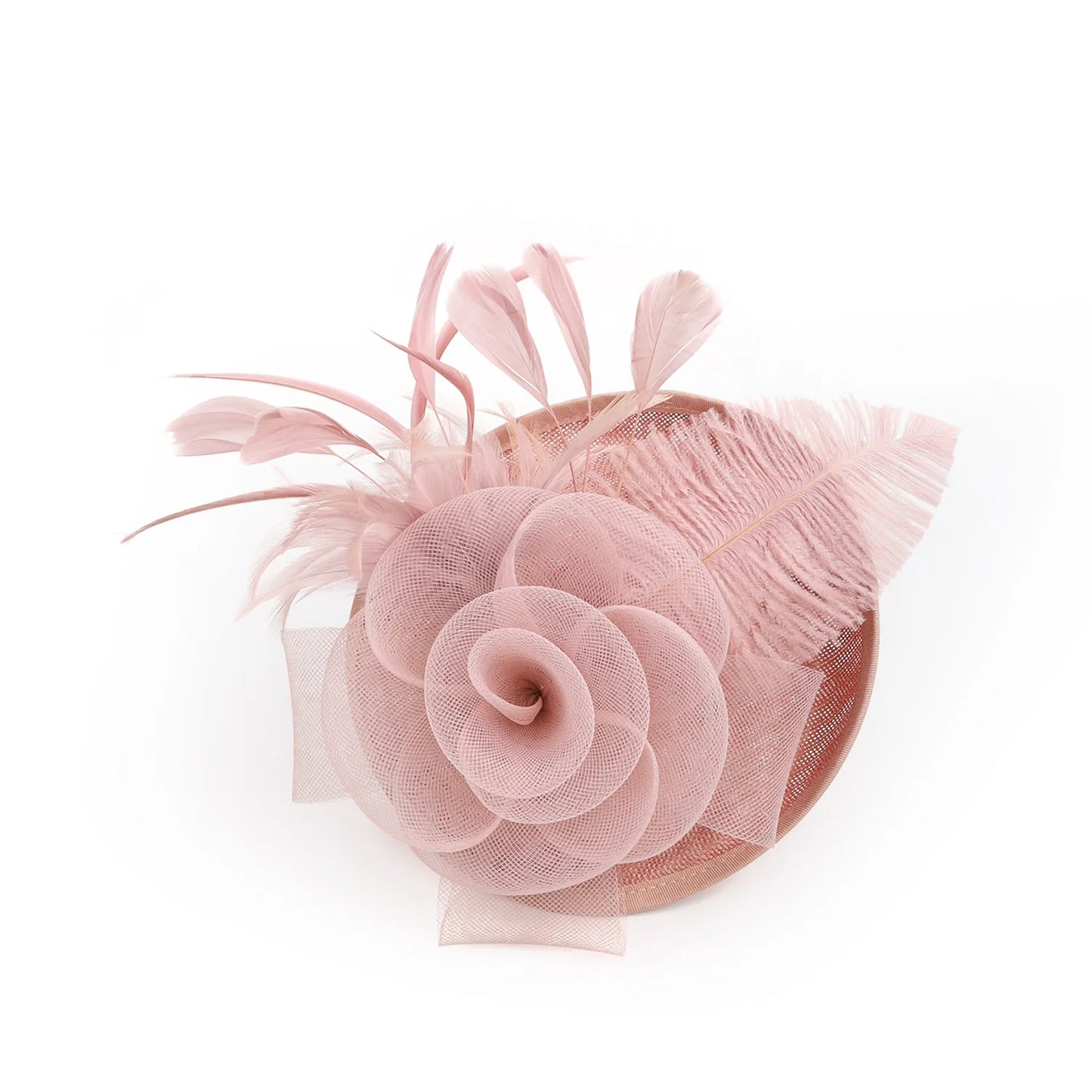 Women's Ascot Fascinator Hat – Reversible Feather & Mesh Headband with Clip for Kentucky Derby, Tea Parties & Photography