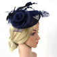 Women's Ascot Fascinator Hat – Reversible Feather & Mesh Headband with Clip for Kentucky Derby, Tea Parties & Photography