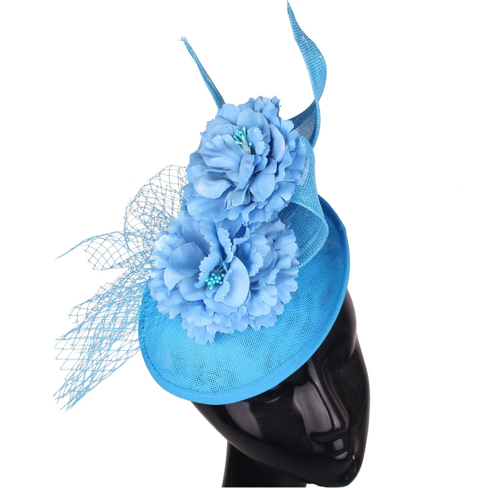 Hot Pink Fashion Fascinator Hat – Flower Mesh & Fancy Feather Headpiece for Church, Cocktail Parties & Races