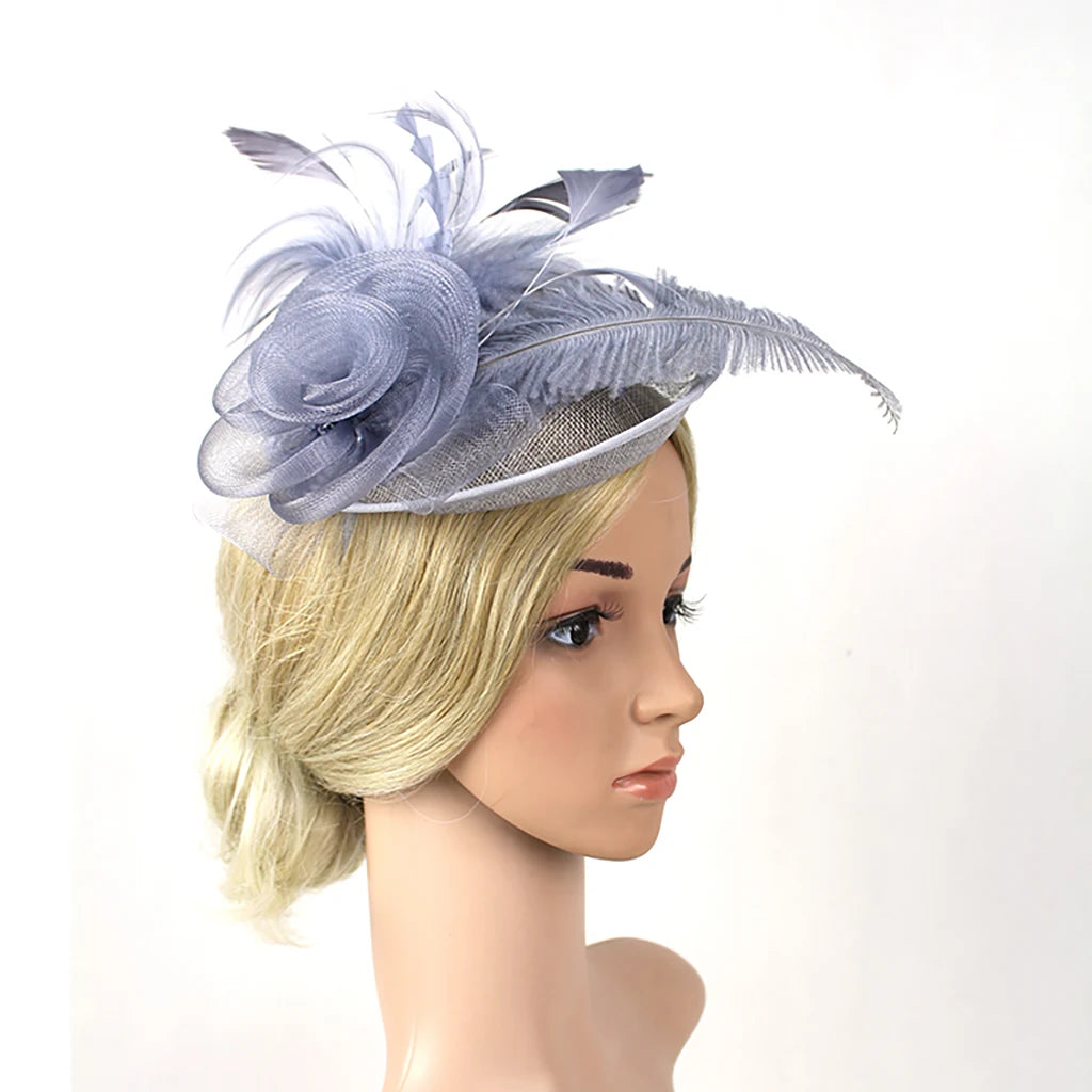 Women's Ascot Fascinator Hat – Reversible Feather & Mesh Headband with Clip for Kentucky Derby, Tea Parties & Photography