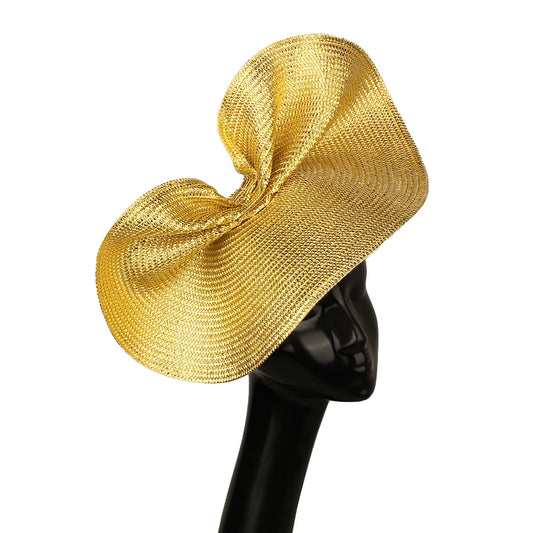 Glitter Gold Fascinator Hat – Elegant Vintage Millinery Fedora for Ladies, Summer Weddings, Church & Bridal Headdress