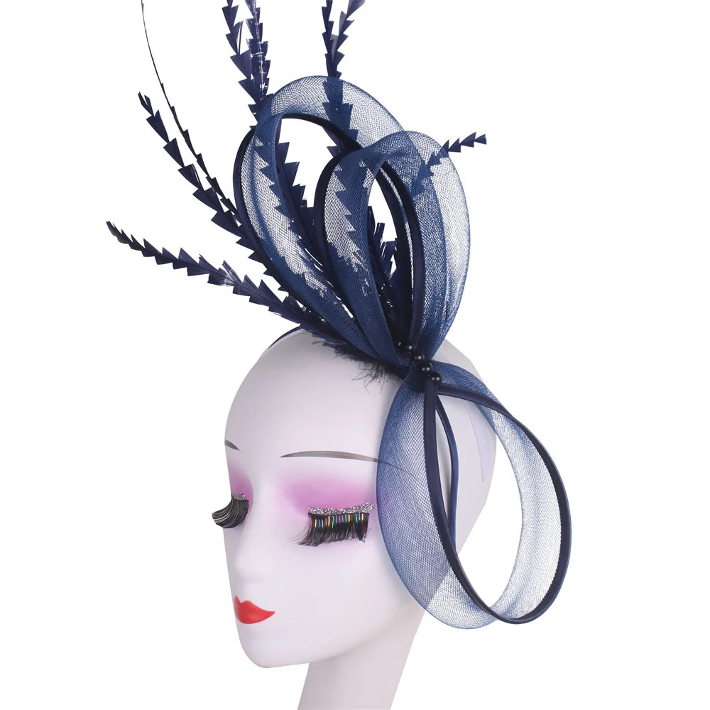 Women's Elegant Bow Fascinator – Feather Pillbox Hat with Veil for Weddings, Parties, Derby & Bridal Headwear