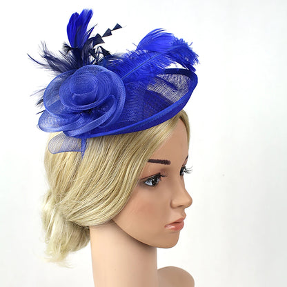 Women's Ascot Fascinator Hat – Reversible Feather & Mesh Headband with Clip for Kentucky Derby, Tea Parties & Photography