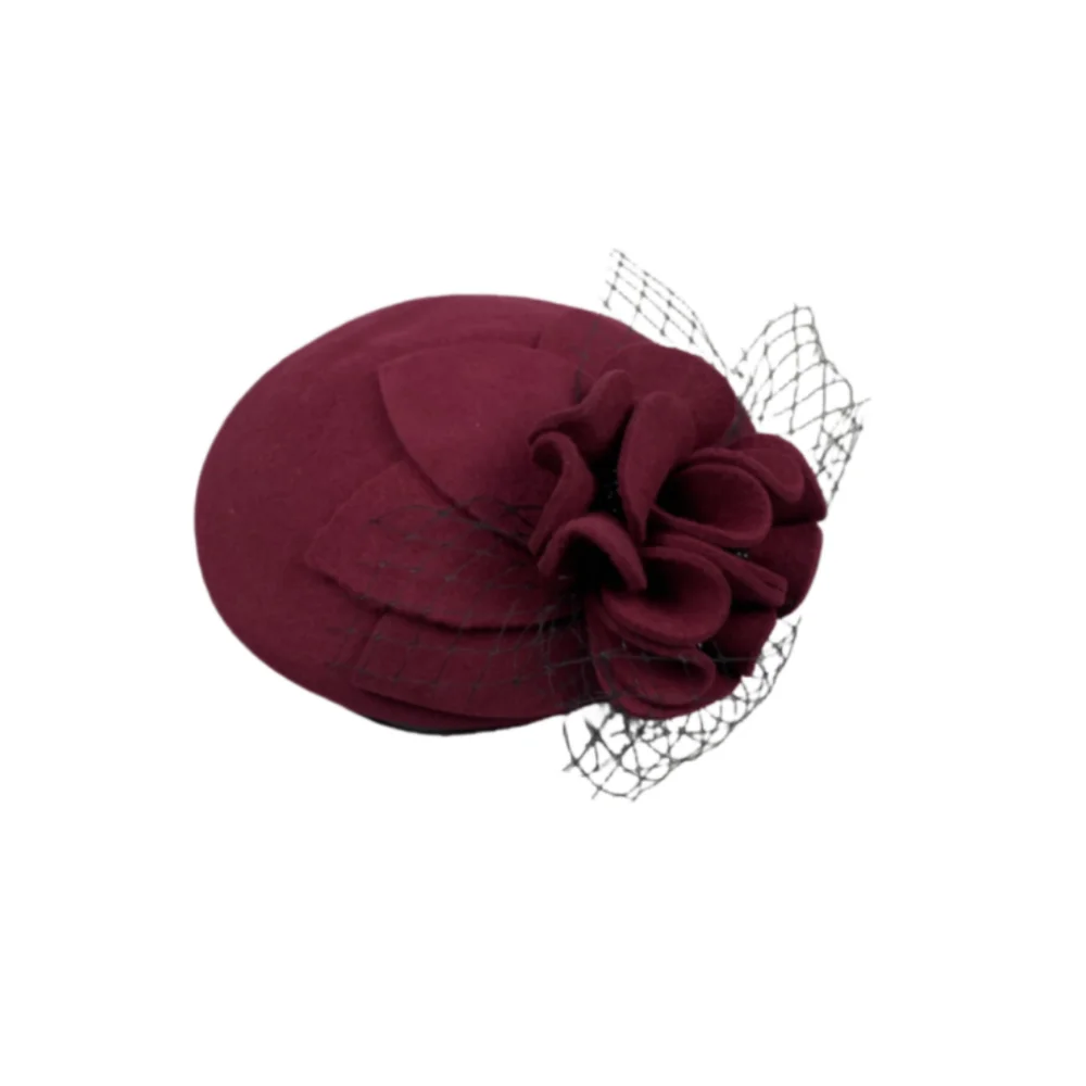 Women's Wool Cashmere Fascinator – Elegant Flower Hat for Derby, Ascot, Photography & Autumn-Winter Tea Parties