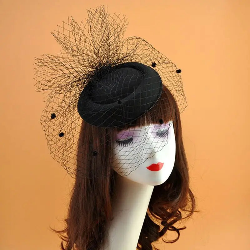 Vintage 1920s Felt Pillbox Fascinator – Elegant Polka Dot Veil Hat for Weddings & Special Events