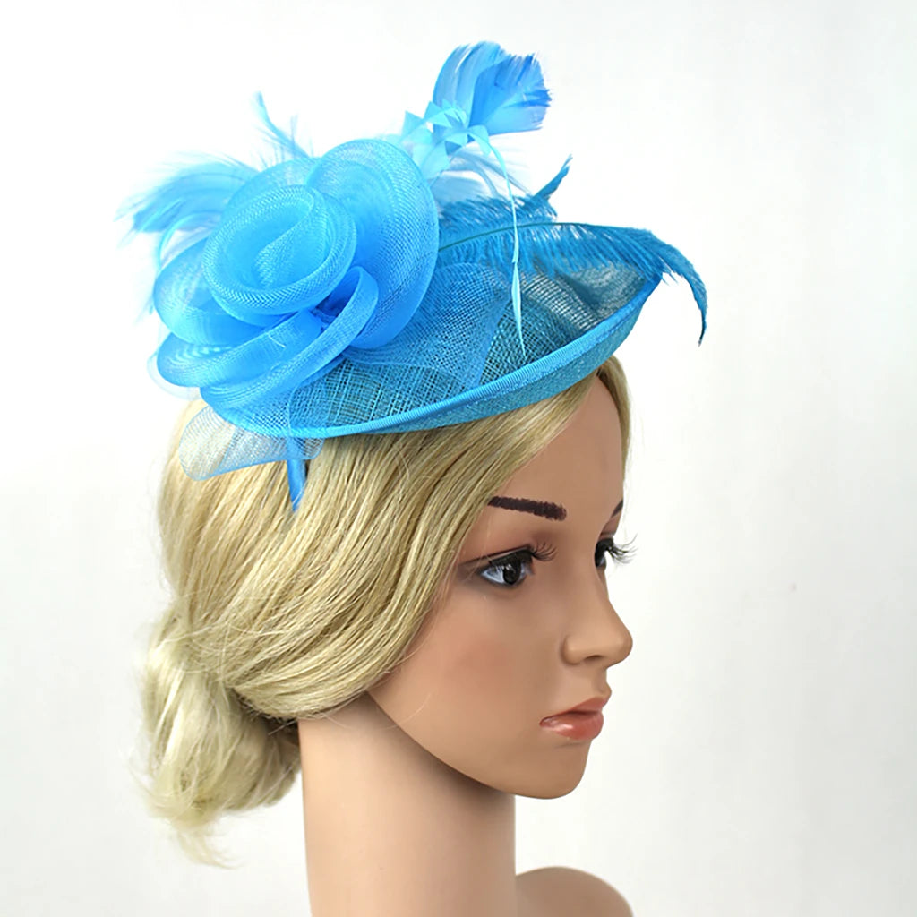 Women's Ascot Fascinator Hat – Reversible Feather & Mesh Headband with Clip for Kentucky Derby, Tea Parties & Photography