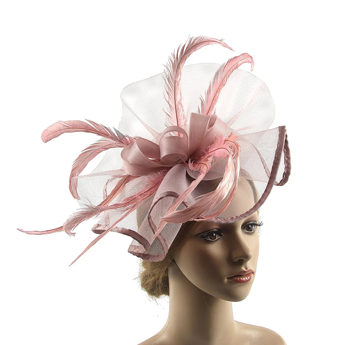 Lady's Flower Fascinator Headband – Elegant Pillbox Hat with Veil & Feather for Cocktail, Tea Party & Special Events