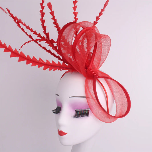 Women's Elegant Bow Fascinator – Feather Pillbox Hat with Veil for Weddings, Parties, Derby & Bridal Headwear