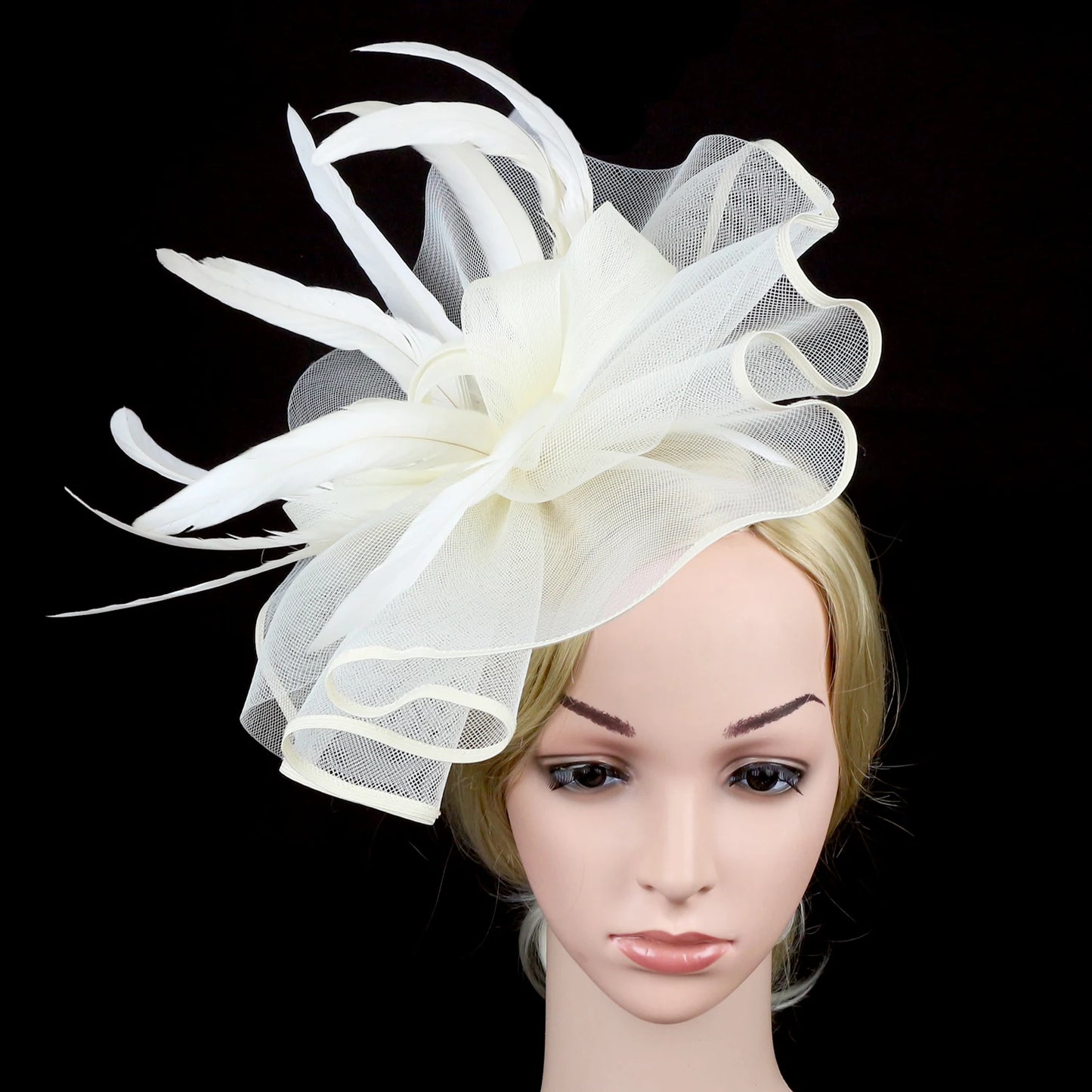 Lady's Flower Fascinator Headband – Elegant Pillbox Hat with Veil & Feather for Cocktail, Tea Party & Special Events