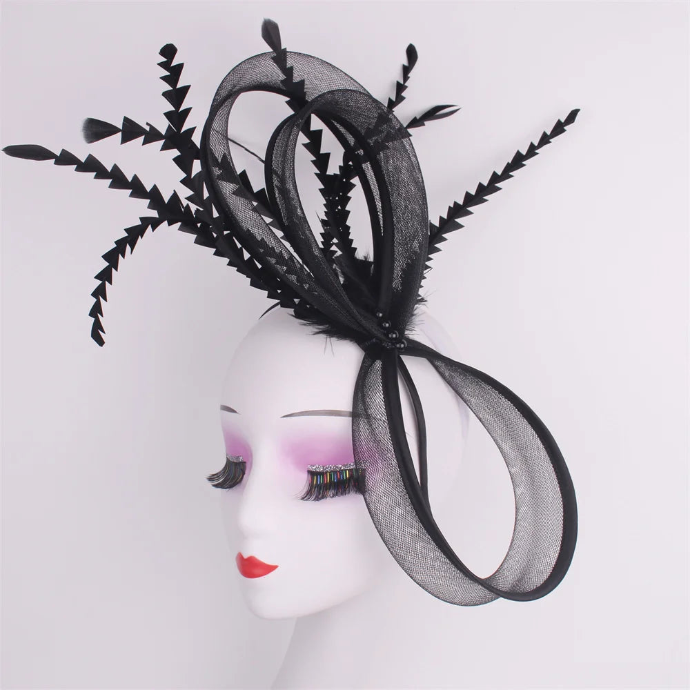 Women's Elegant Bow Fascinator – Feather Pillbox Hat with Veil for Weddings, Parties, Derby & Bridal Headwear